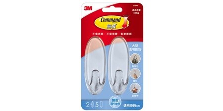 無痕™ 透明大型掛鉤
