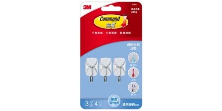 無痕™ 小型透明活動掛鉤
