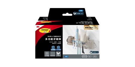 3M™ 無痕™ 高承重多功能牙刷架，使用防水貼片
